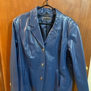 Blue leather jacket